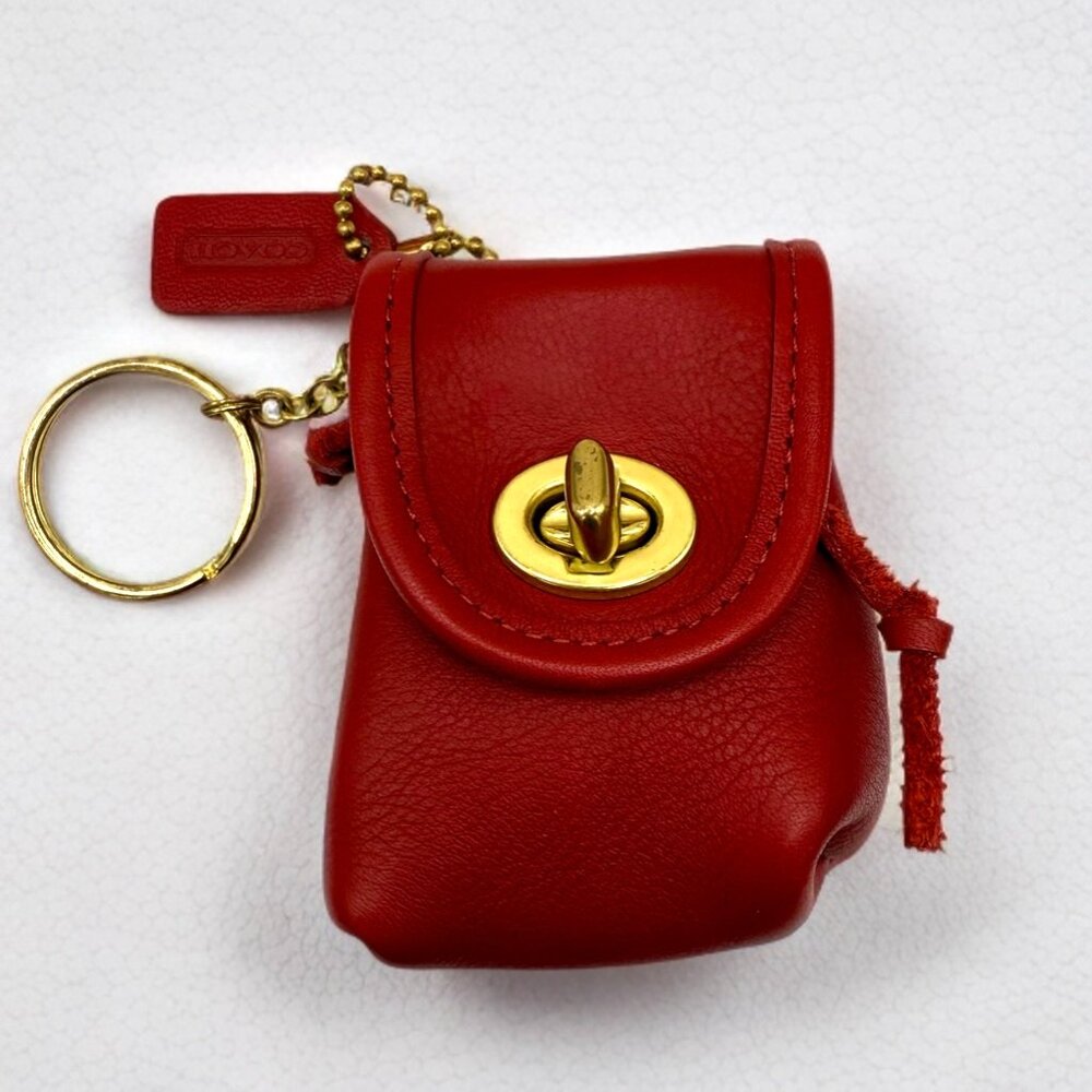 Vintage Coach Red Leather Mini Daypack Fob Keychain